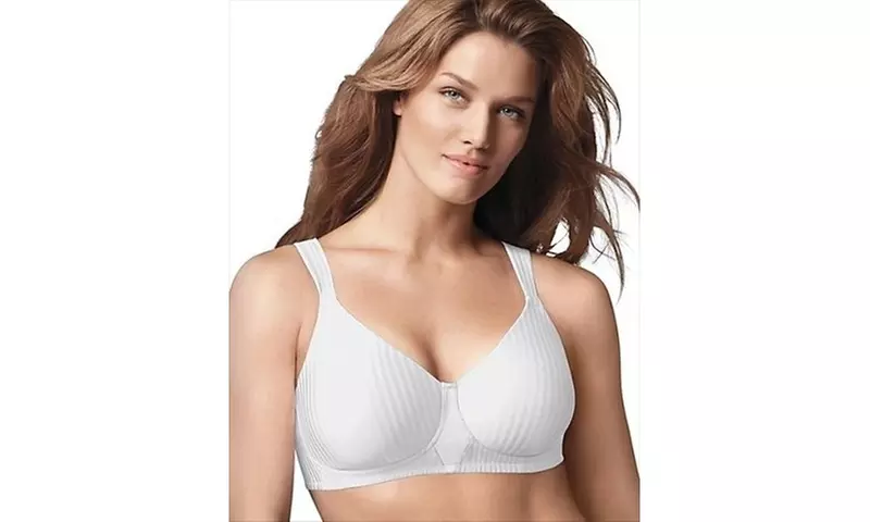 Playtex 4707 Secrets Perfectly Smooth Wirefree Bra White Stripe - Size 36B - Second Medium