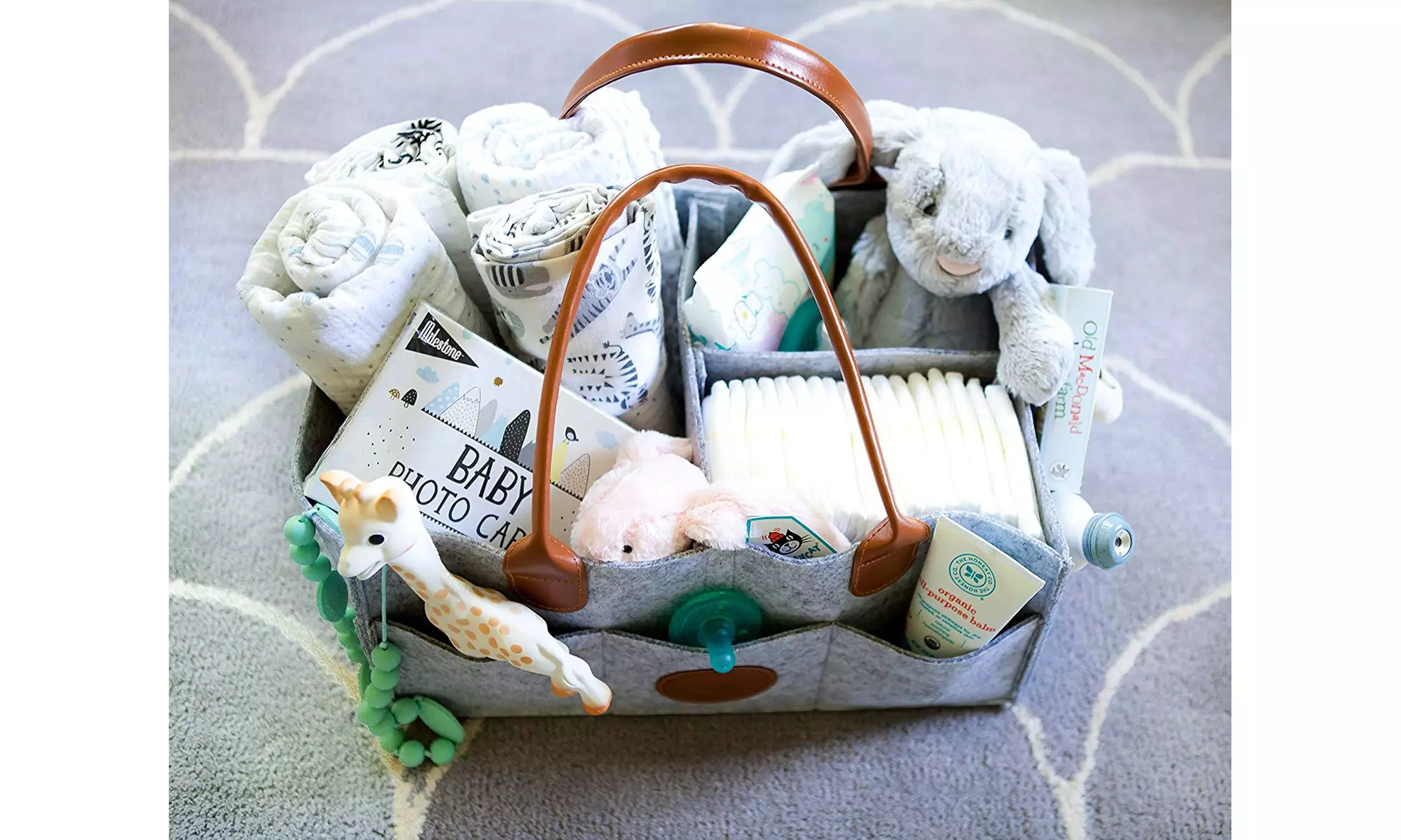 Baby Diaper Caddy Organizer - Baby Shower Gift Basket For Boys Girls (Aqua) - Primary Image