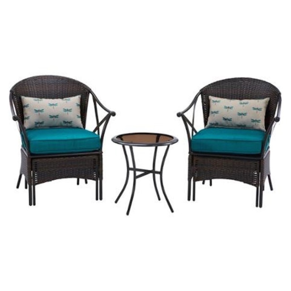 Mainstays 5 Piece Skylar Glen Outdoor Leisure Set Blue Seats 2