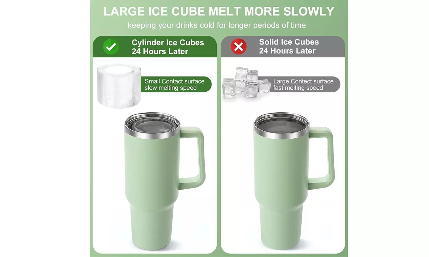 Big Silicone Hollow Ice Cube Tray With Lid for 30-40oz Stanley Tumbler Cup