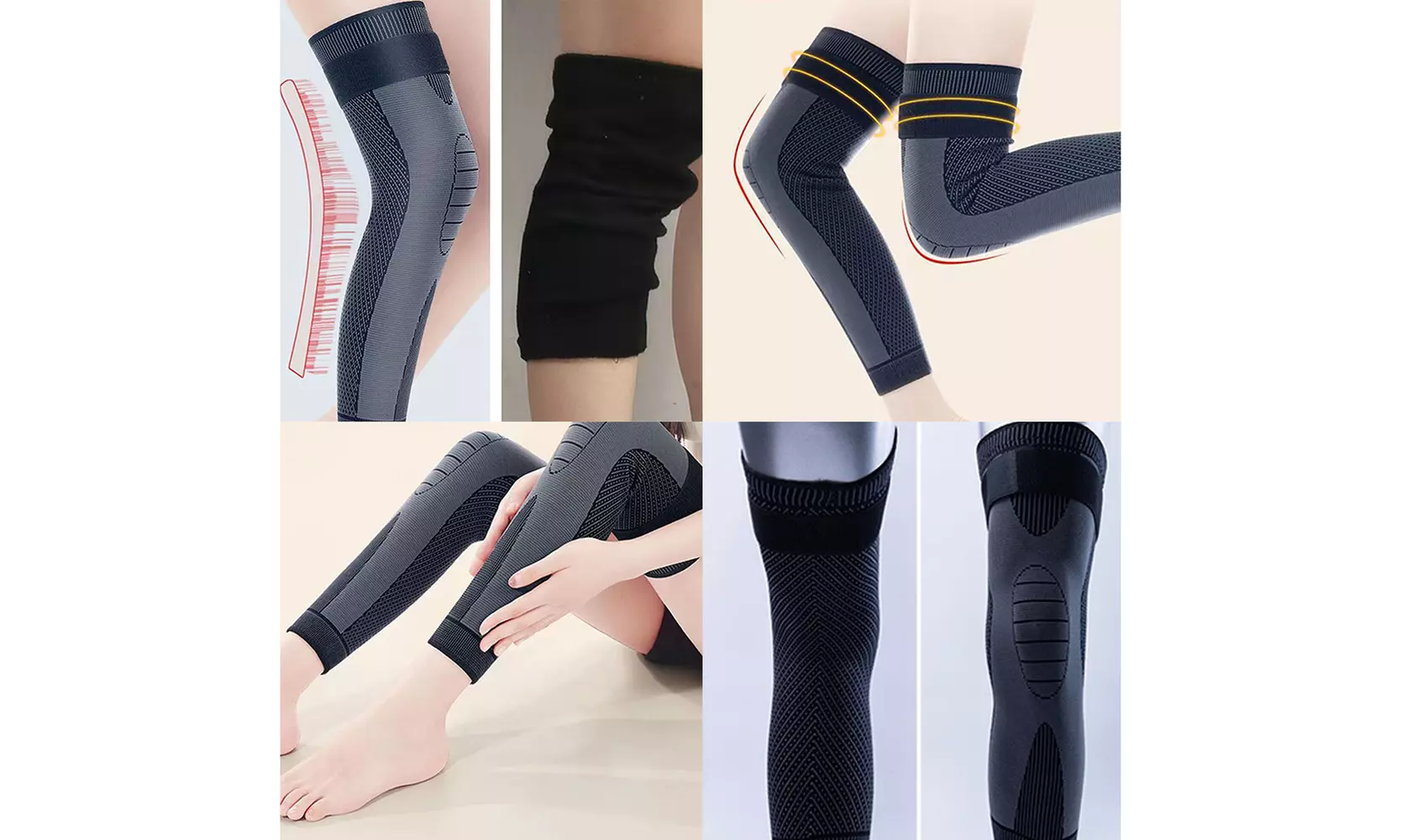 US 1-2 Pcs Full Leg Compression Sleeves Long Knee Braces Support Protector Sport