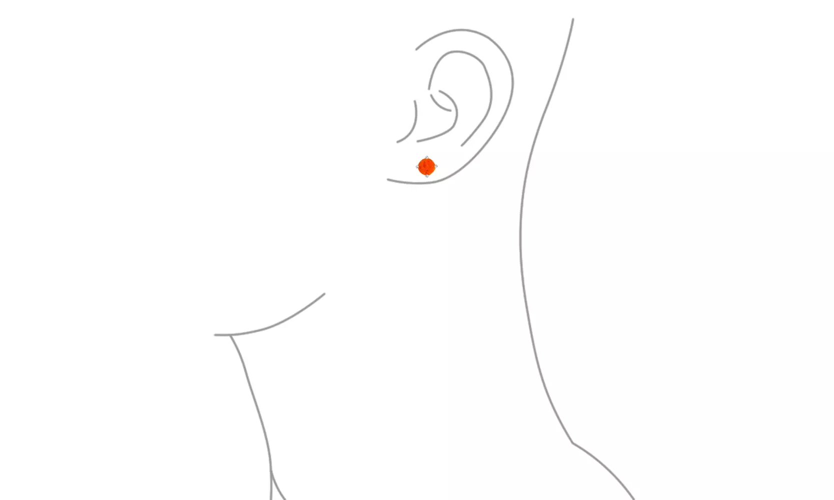 Round Simulated Fire Opal Stud earrings 925 Sterling Silver 6mm - Primary Image