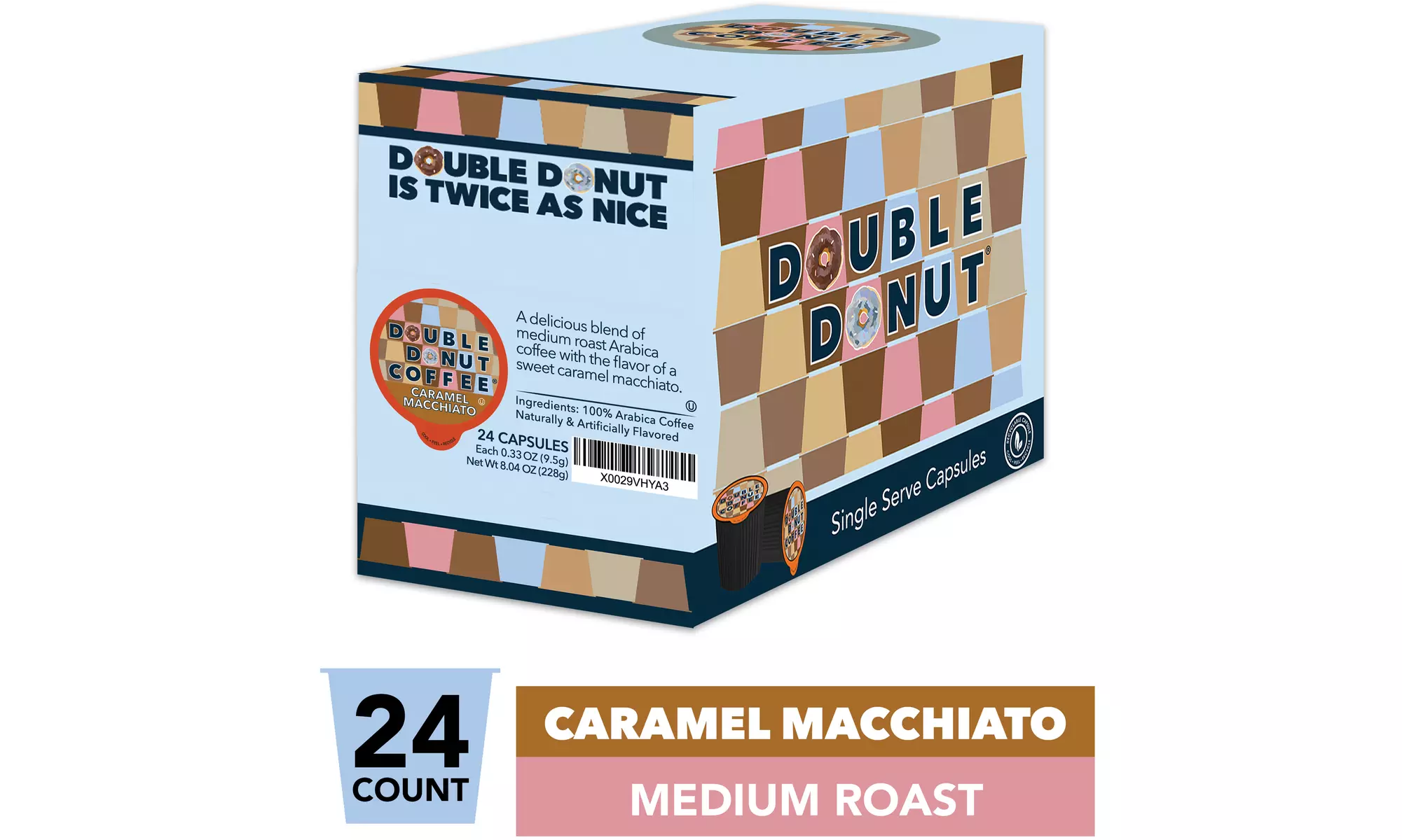 Double Donut Caramel Macchiato Coffee for Keurig K-Cup Brewers, 24 or 80 Count