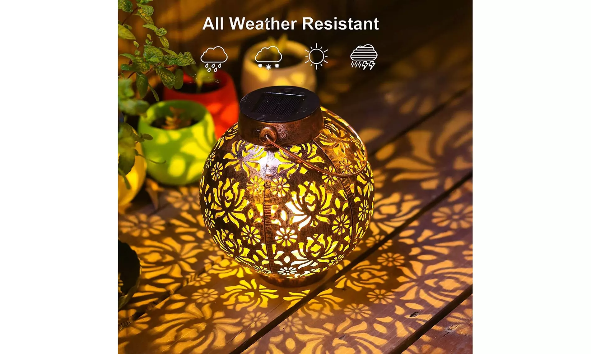 Solar Outdoor Lights Garden Lantern Retro Metal Outdoor Hanging Decorative Lamp