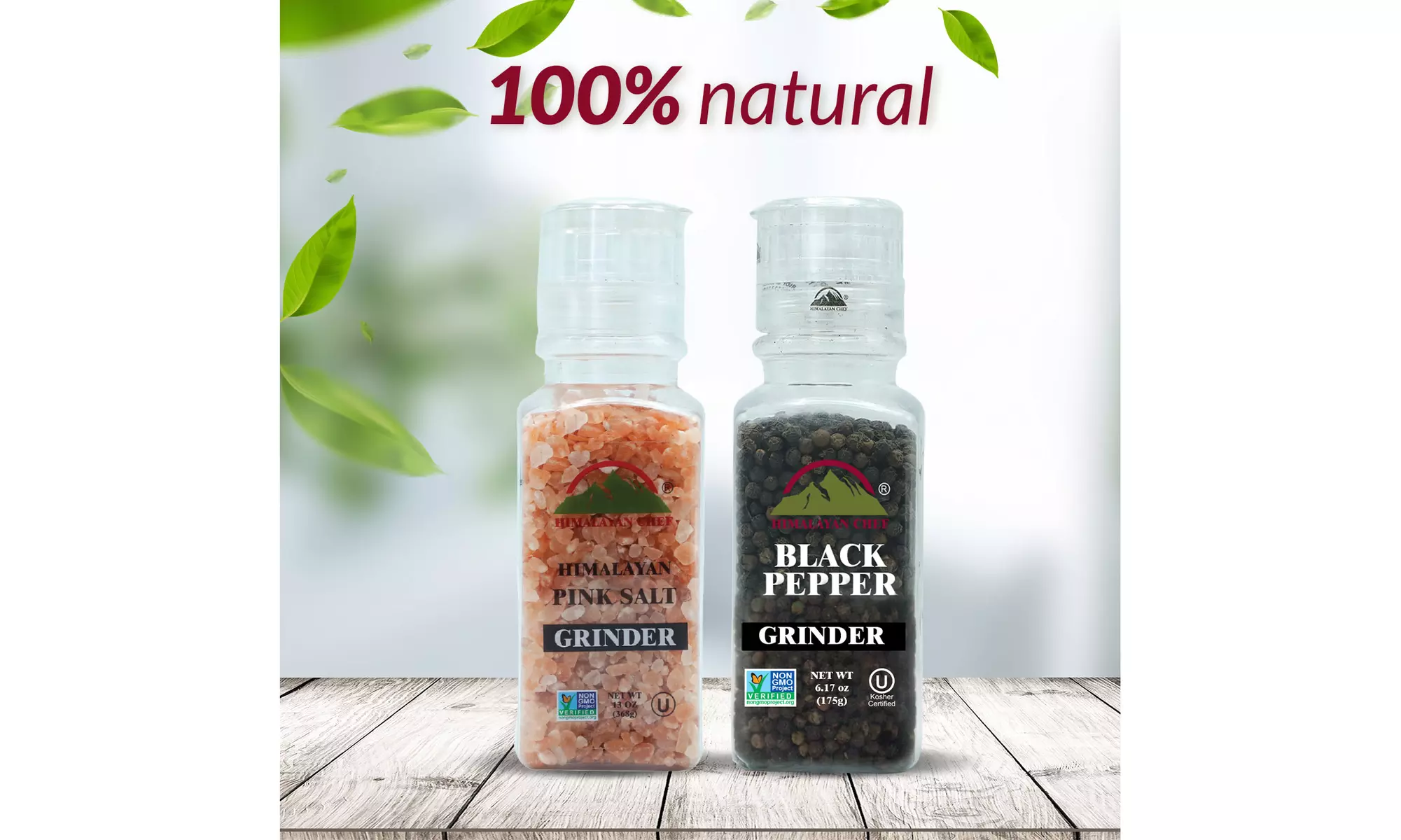 Himalayan Pink Salt and Pepper, Square Plastic Grinder, Gift Set  - Second Medium