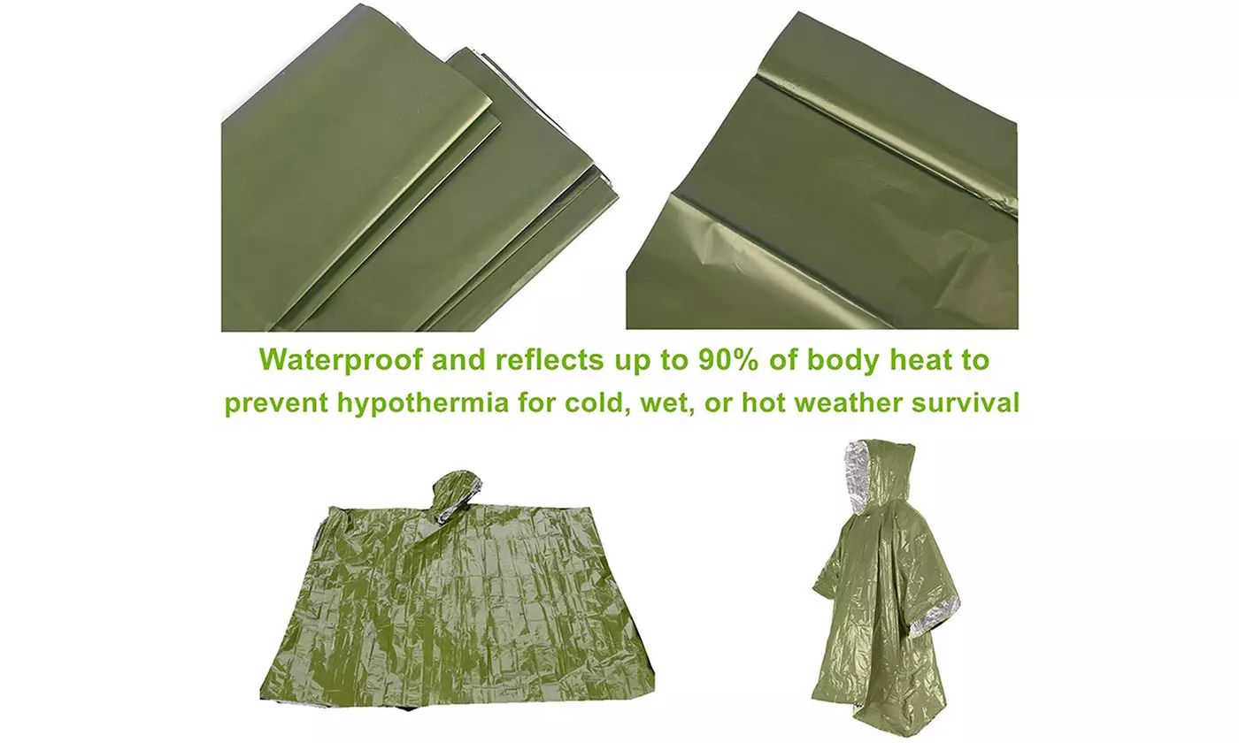 Emergency Blankets & Rain Poncho Hybrid Survival Gear and Equipment