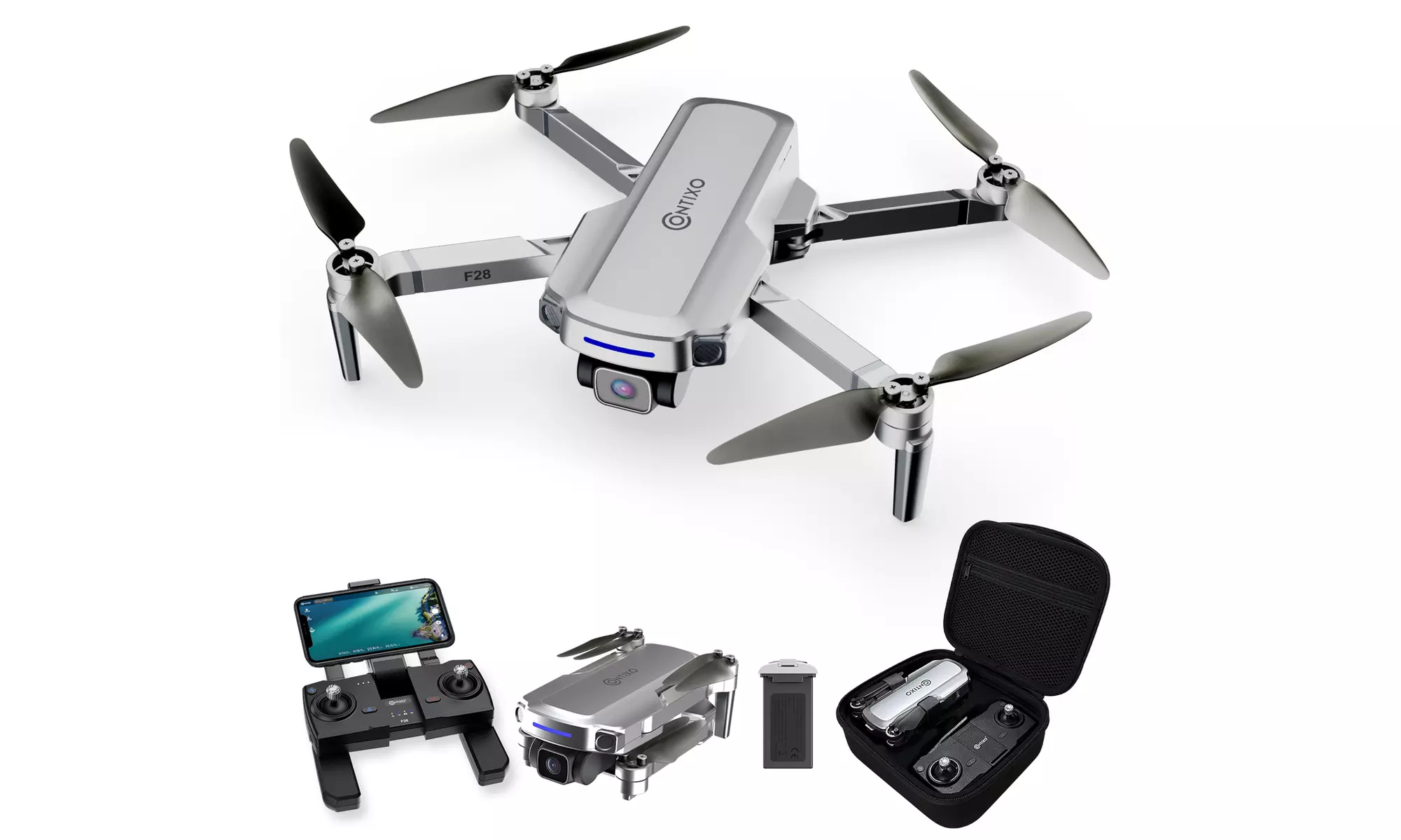 Contixo F28 Foldable GPS Drone 2K FHD Camera with GPS Control and Selfie Mode - Primary Image