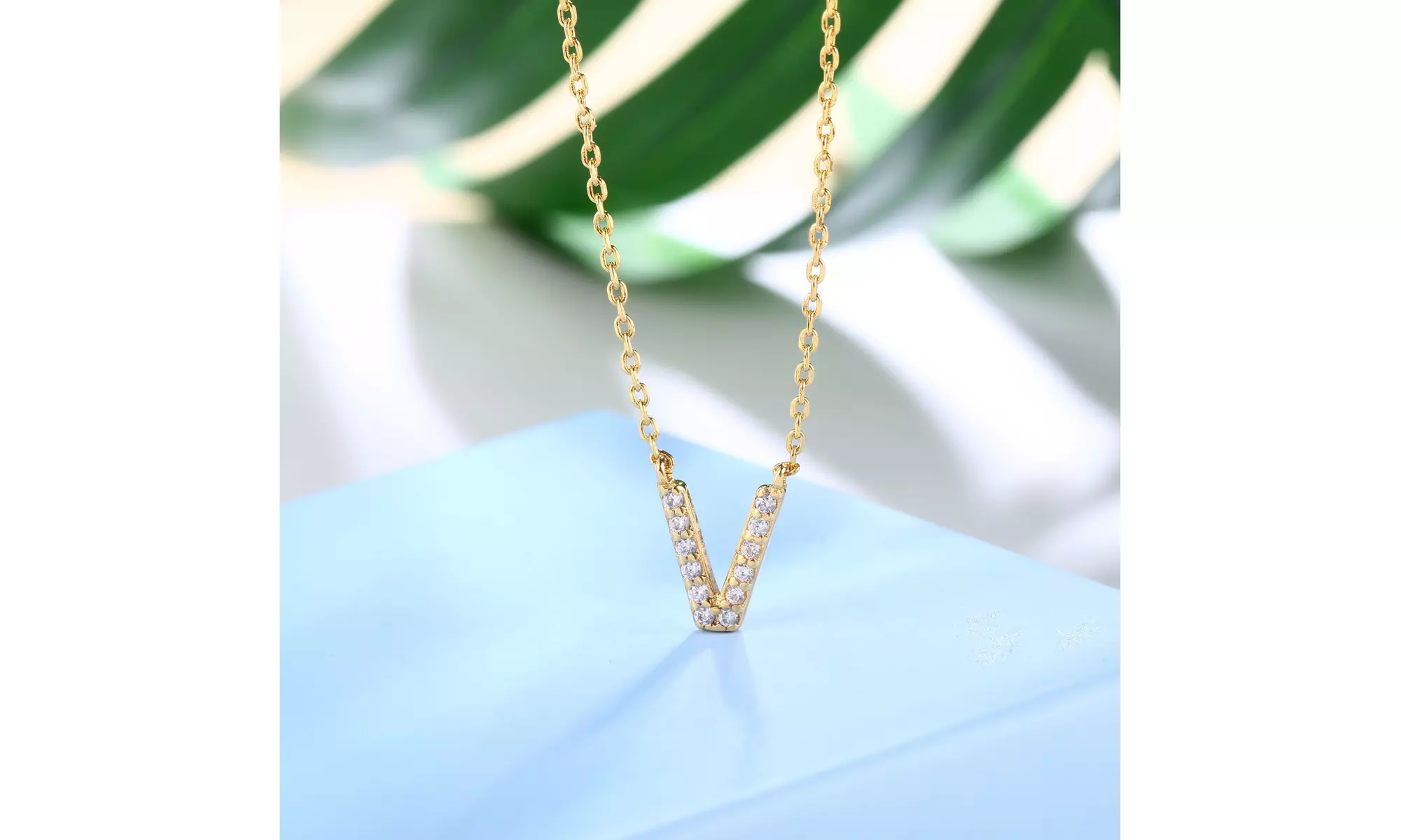 18K Gold Plated cz Initial Necklace