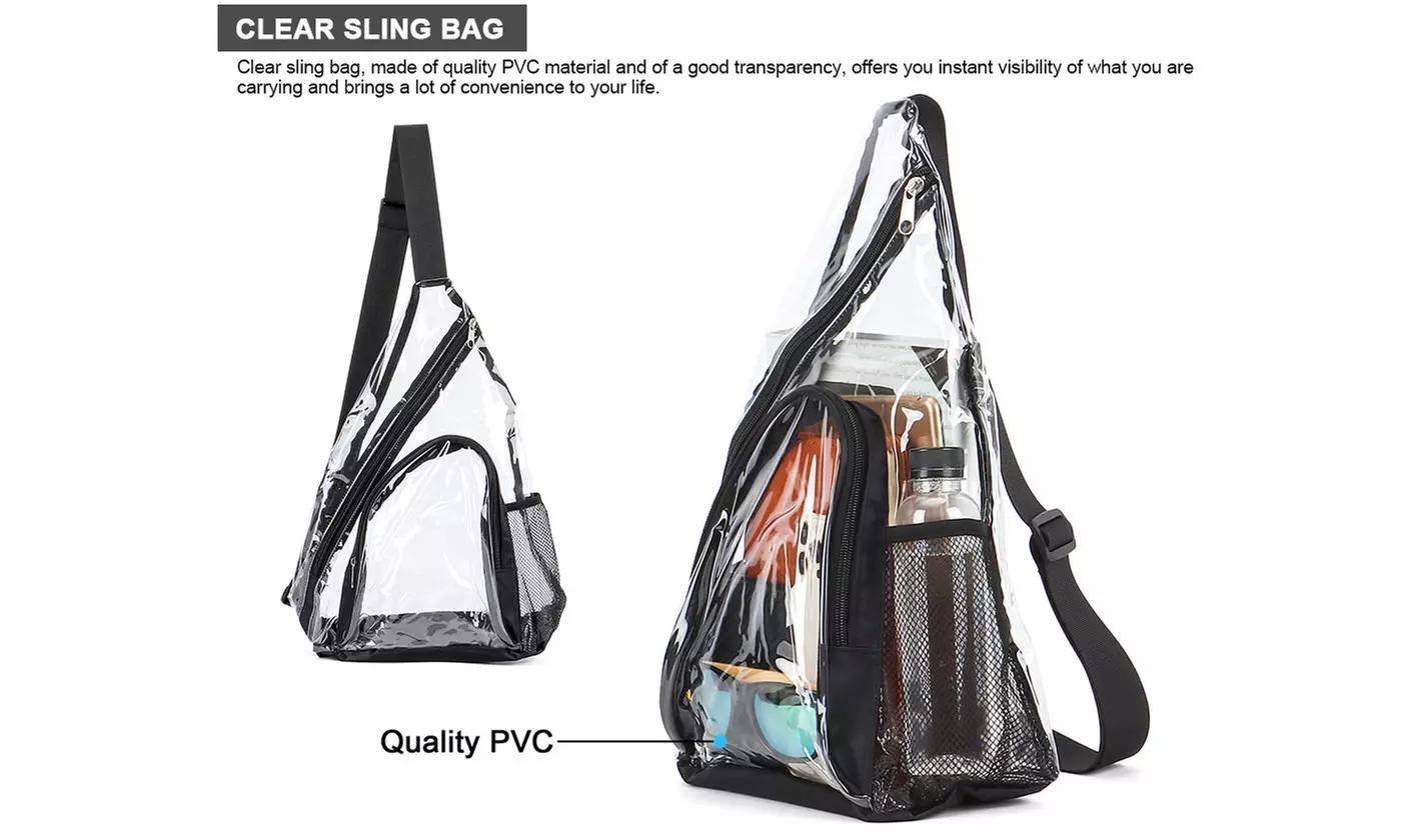 Clear PVC Stadium Approved Sling Bag Crossbody Purse Fanny Pack