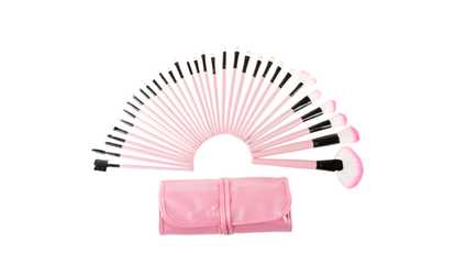 image for Everyday Home Makeup Brush Set with Pink Pouch (33-Piece)