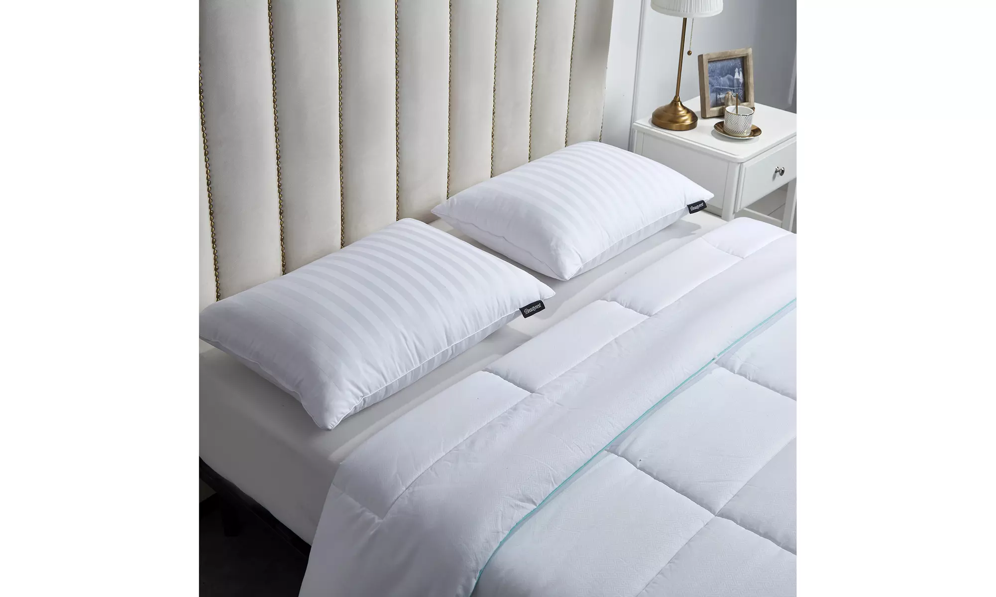 BeautyRest 500tc Damask Strip US Grown Cotton Goose Feather & Down Pillow