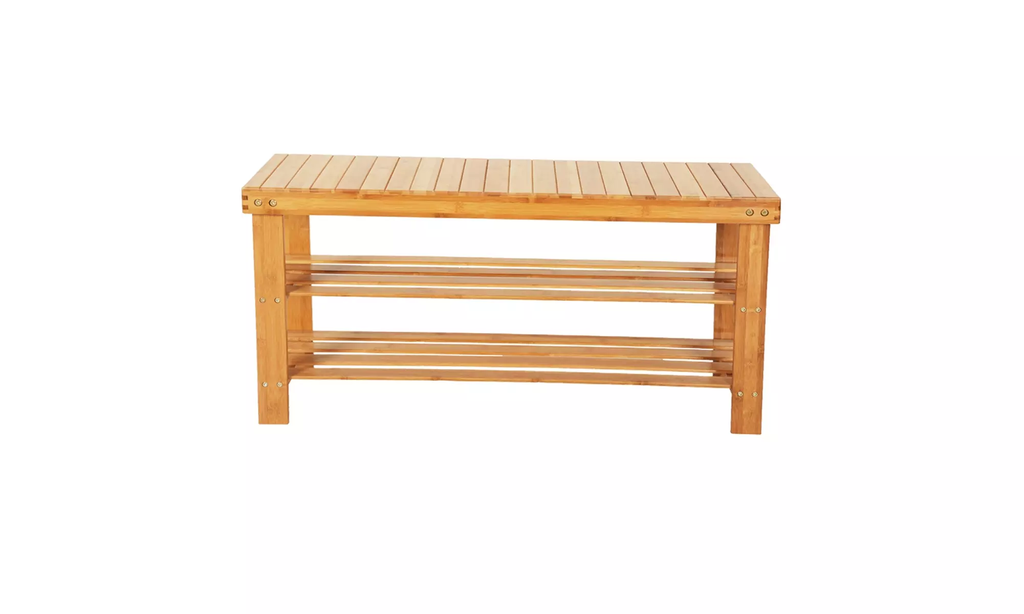 Three-tier wooden shoe rack bench - Primary Image