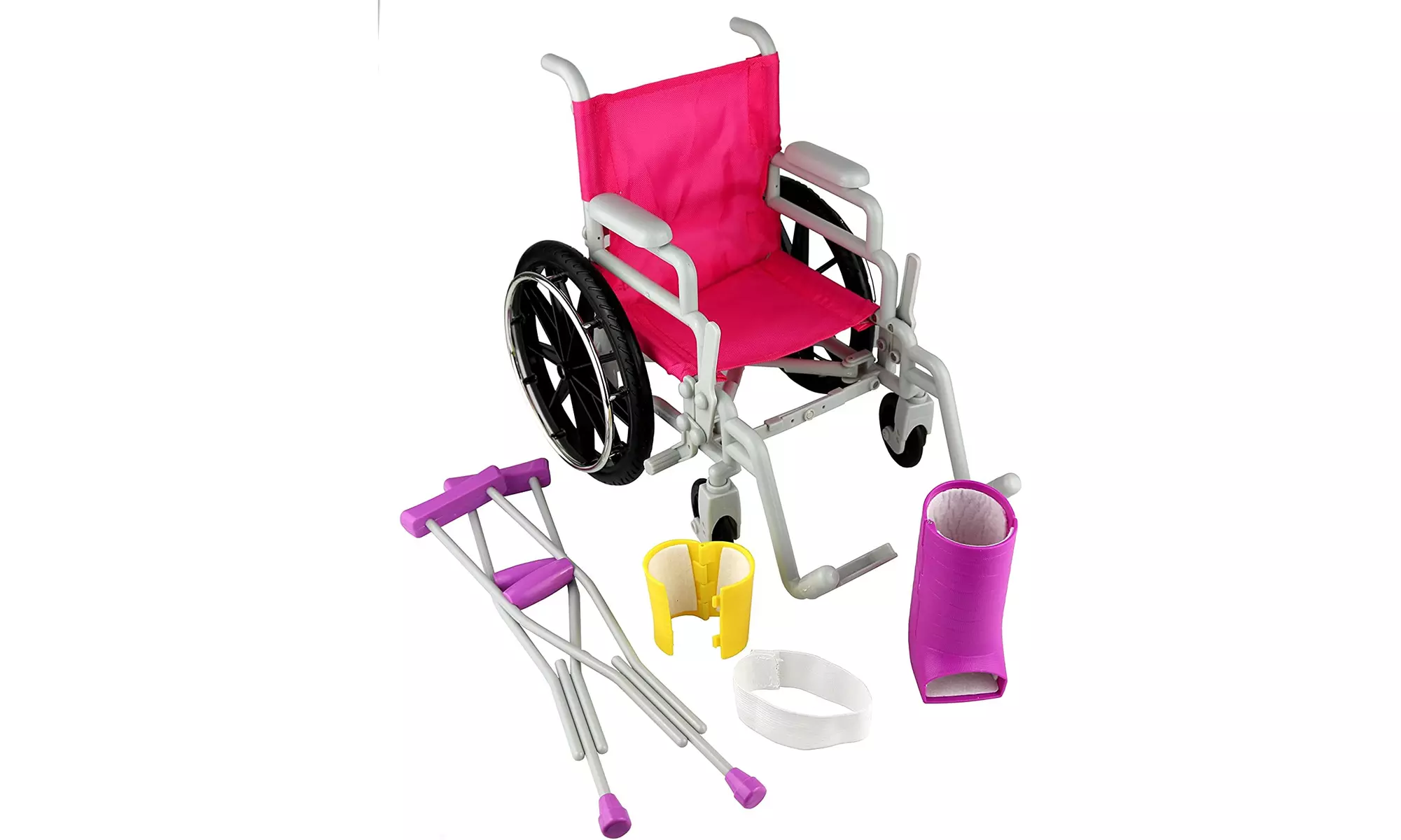 Doll Wheelchair and Crutches Set 1 Pair of Crutches, Bandage, and 2Casts - Primary Image