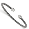 Image 2: Italian Sterling Silver Ruthenium-plated CZ Cuff Bangle