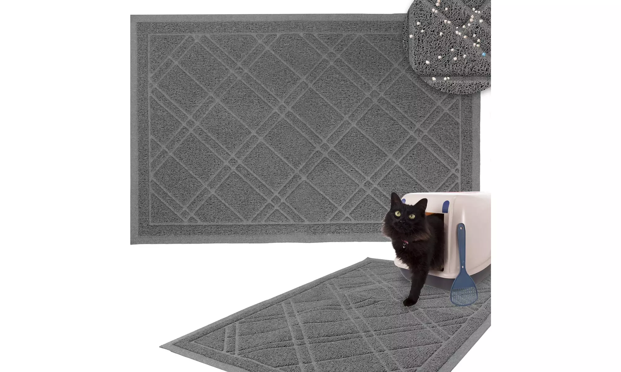 Non-Slip Padded Mesh Kitty Litter Mat Trapping Tray for Cats and Kittens - Primary Image