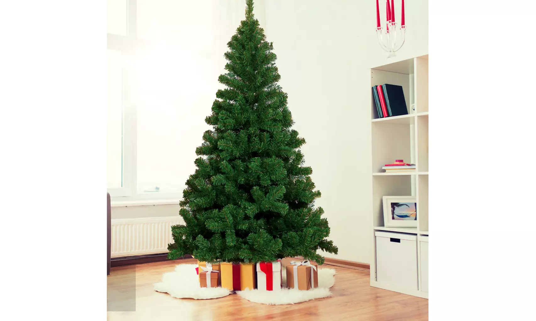 7.5-foot artificial Christmas tree with metal foldable stand - Primary Image