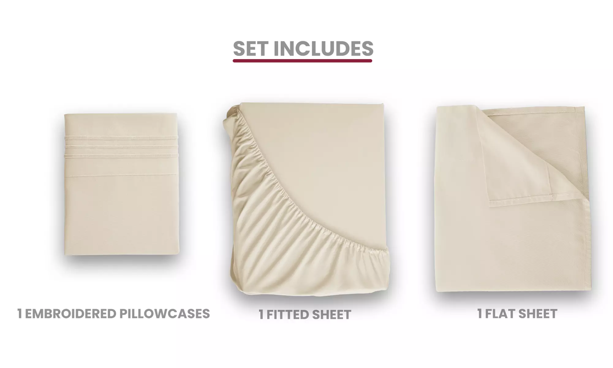 Lux Decor 4Pc Deep Pocket Sheet Set With Embroidered Pillowcases & Giftable Bag