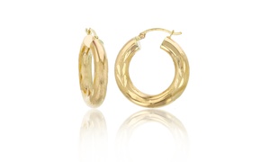 14K Yellow Gold 5MM DC Hoop Earrings