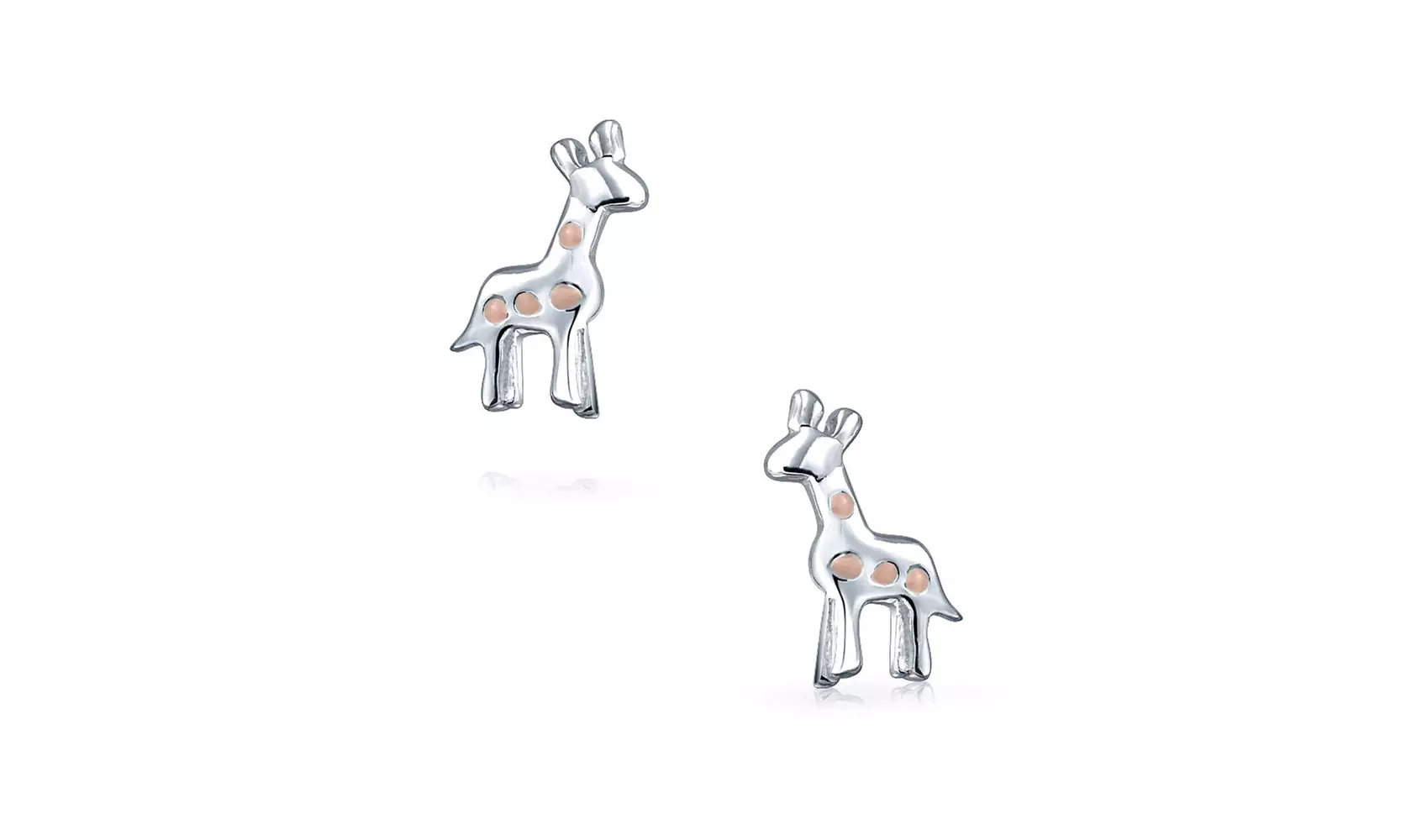 Small Pink Zoo Animal Giraffe Stud Earrings Women 925 Sterling Silver - Second Medium