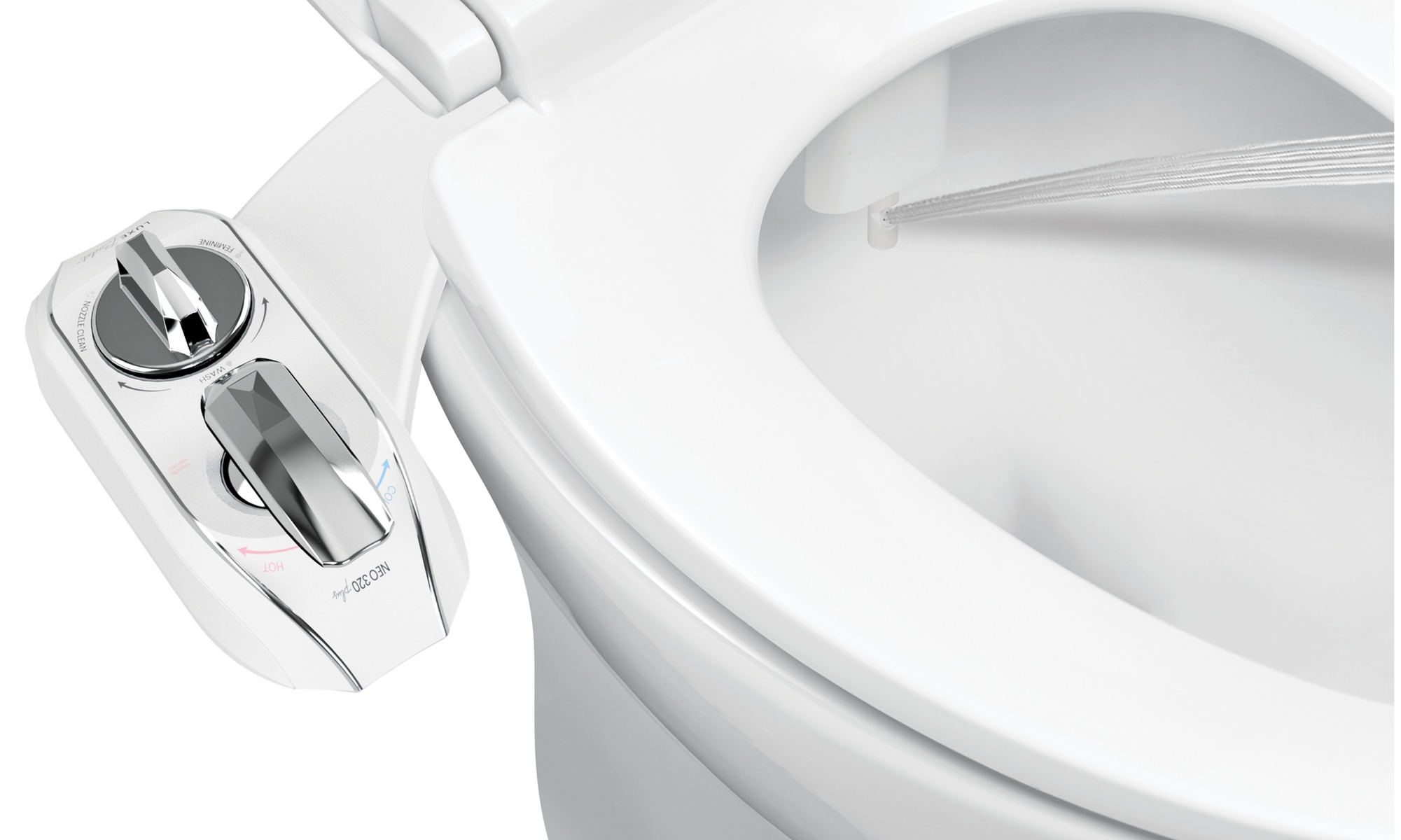 LUXE Bidet NEO 320 Plus - Warm Water Dual Nozzle Bidet with Slide-in Install