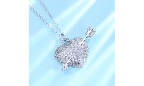 18 Karat White Gold Plated Shot Through The Heart With Genuine Crystals Crystal Crystal 18 Karat White Gold Plated