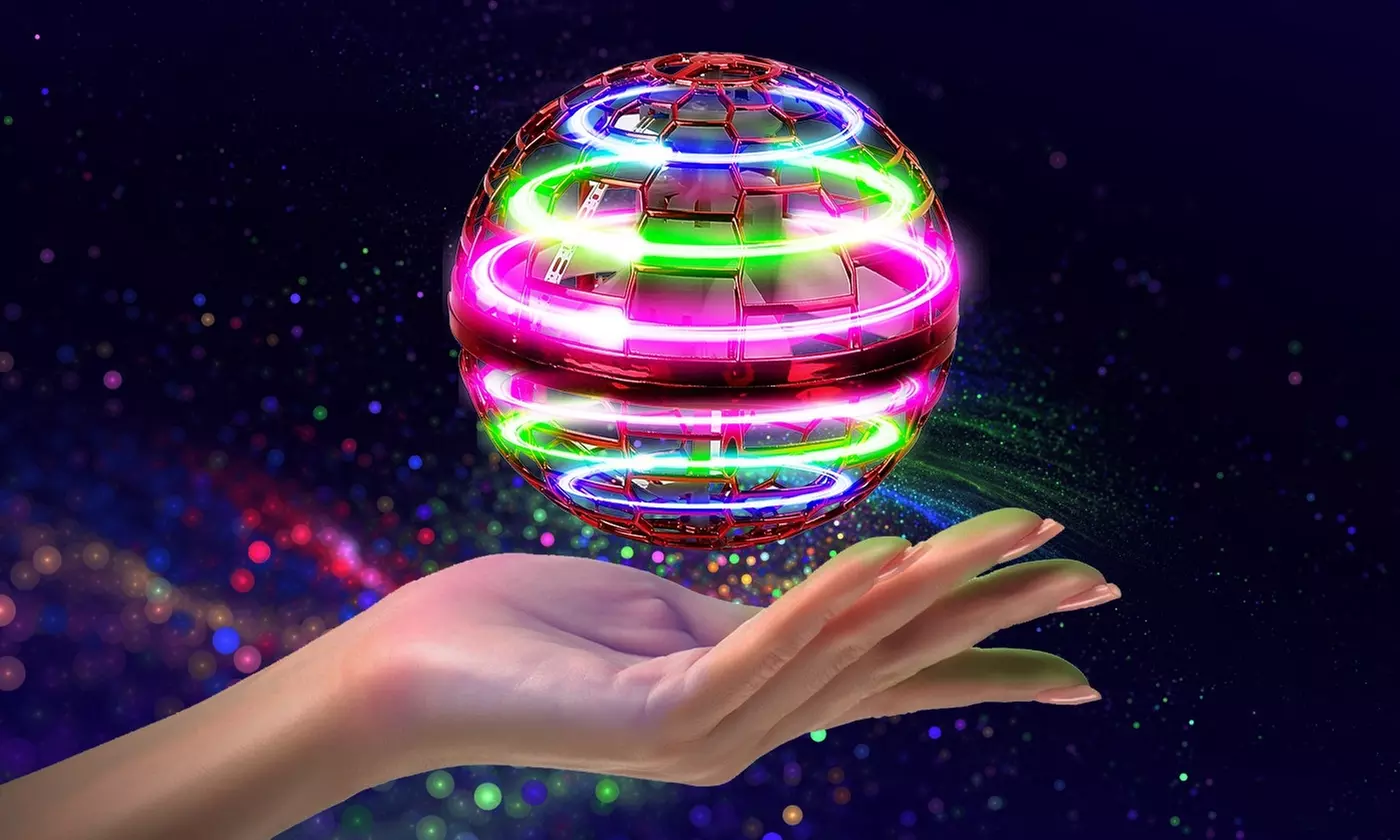 iMounTEK LED Flying Ball Toy 360-Degree Hand-Controlled Hover Drone with Lights