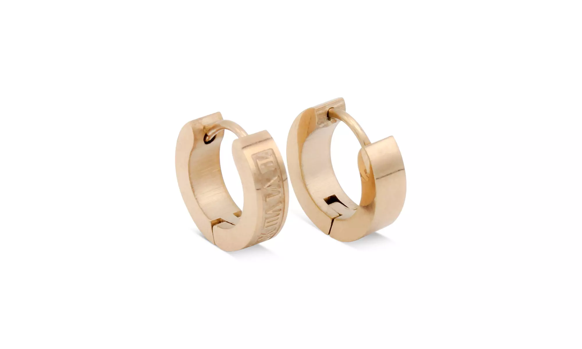 Huggie Hoop Earrings with Roman Numeral Fancy Fashion Jewelry  - Primary Image