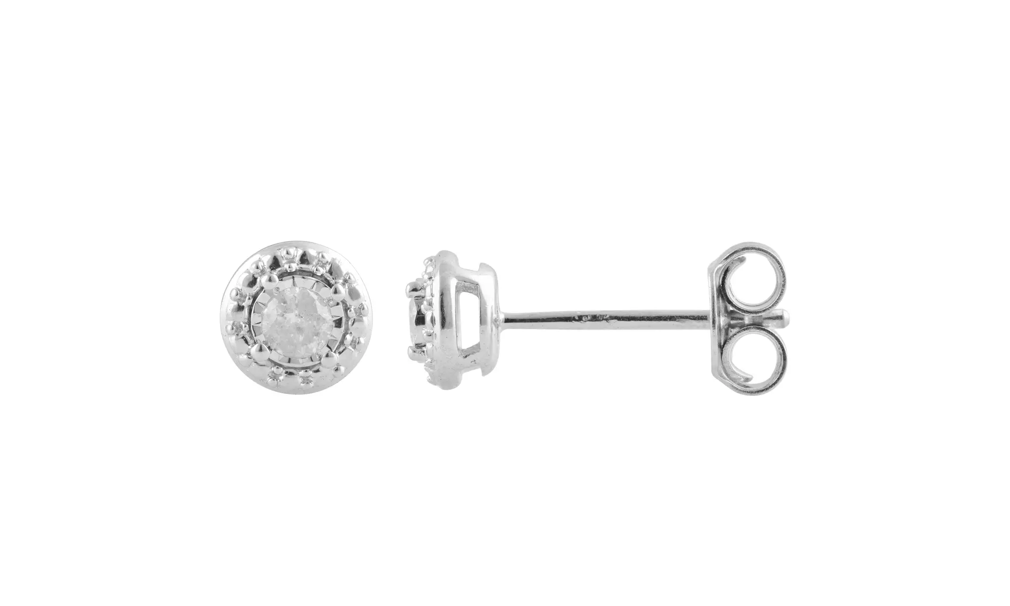 0.10 Cttw Halo Stud Earring in Sterling Silver with S2 Miracle Plating - Second Medium