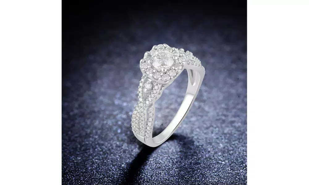 1 CTTW Diamond Split Shank Swirl Engagement Ring in 10K Gold by DiamondMuse - Primary Image