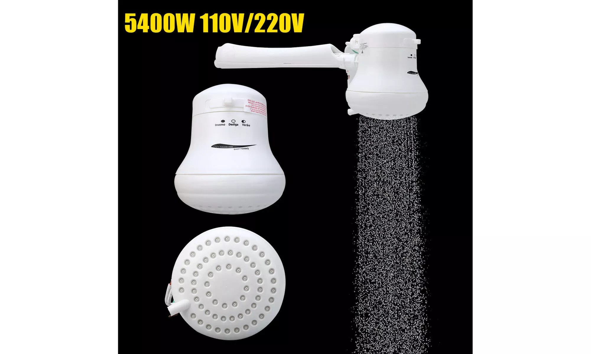5400W 110V/220V Electric Shower Head Heat Instant Hot Water Heater Bath Tool - Second Medium