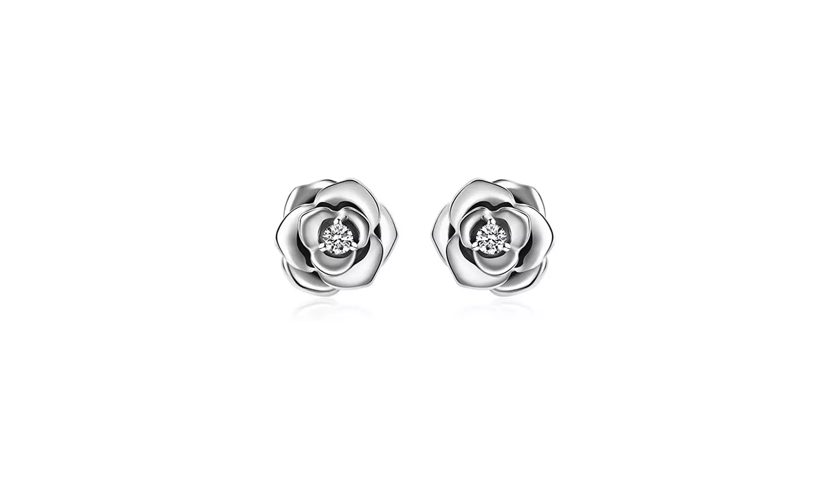 Crystal Rose Flower Stud Earrings With Crystals From Swarovski - Primary Image
