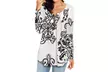Womens Sexy Print Leisure Button Long-Sleeve Blouse Tunics Floral Printed - Second Medium