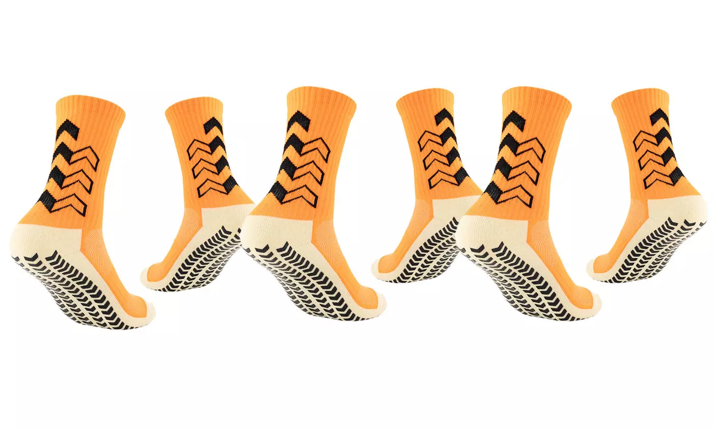 Men's 3 Pack Slip Athletic Long Socks Absorbent Sports Grip Socks for Basketball