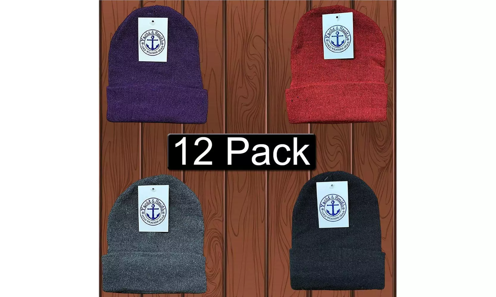 12 Pairs of Yacht & Smith Winter Beanie Hats, Mens Womens