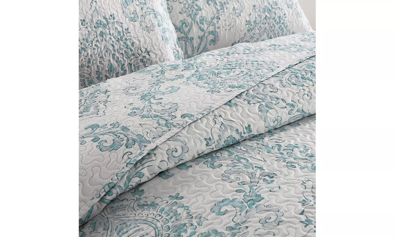 JML 3-Piece Quilt Set,Lightweight Printed Pattern Reversible Quilt With 2 Shams