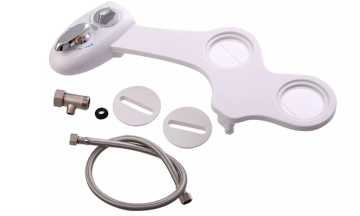 White Fresh Water Spray Non-Electric Mechanical Bidet Toilet Seat Attachment - Second Medium