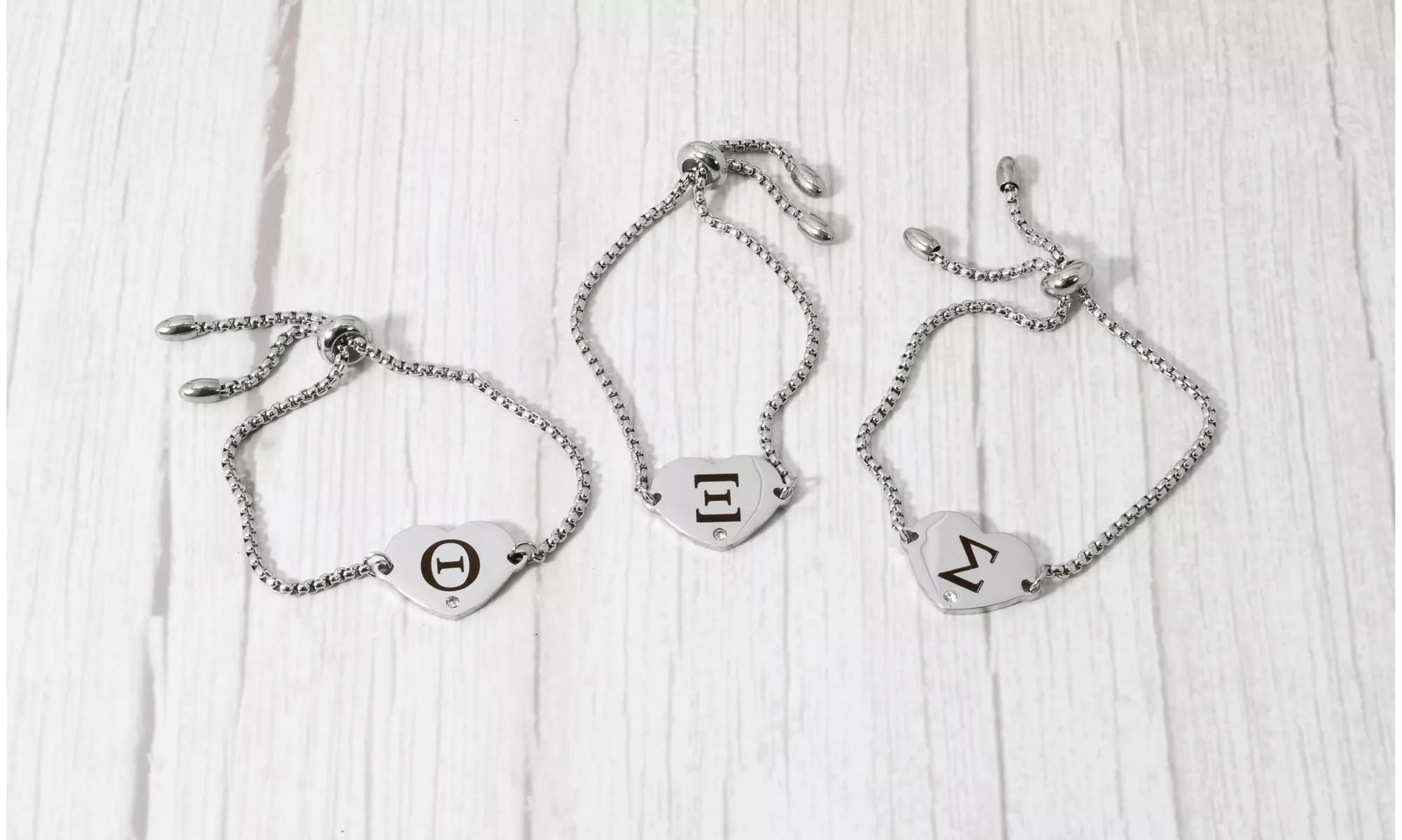 Fully Adjustable Greek Alphabet Sorority Bolo Bracelet By Pink Box - Primary Image