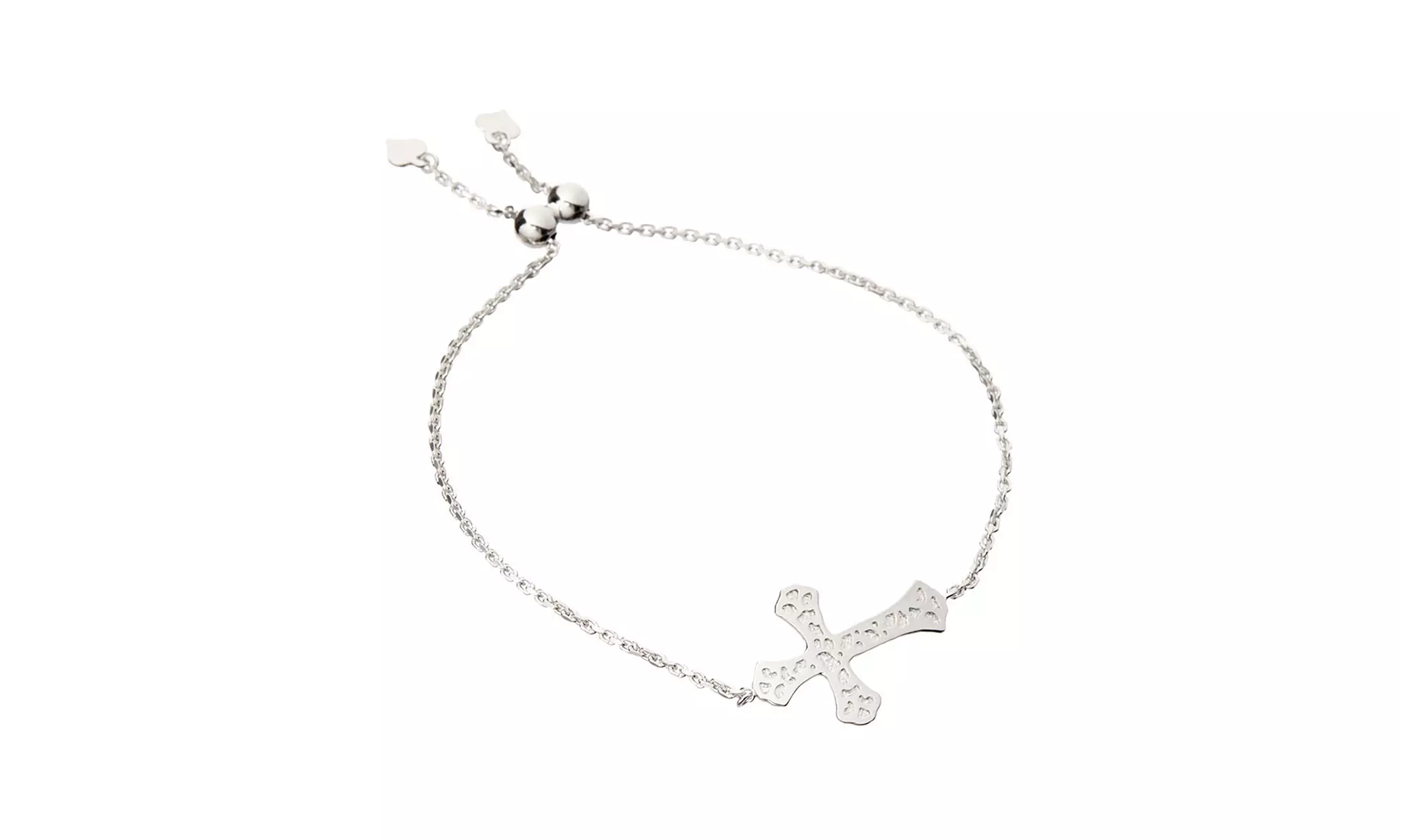 Italian Sterling Silver Adjustable Cross Bracelet  - Primary Image