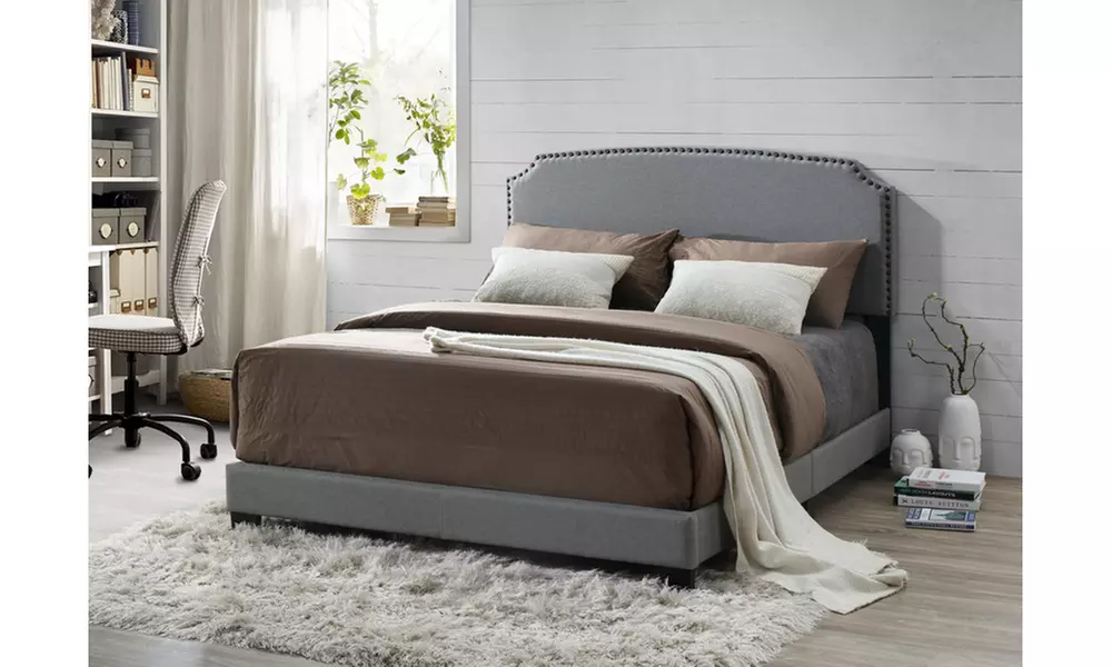 Odette Modern and Contemporary Fabric Upholstered Bed - Primary Image