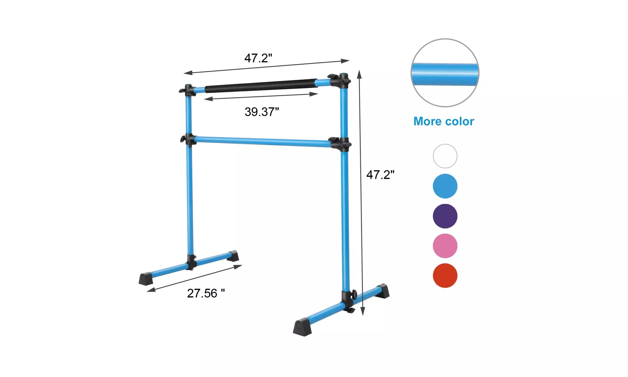 Freestanding Double Stretching Dance Bar, Adjustable Ballet Barre Bar, Blue - Image 4