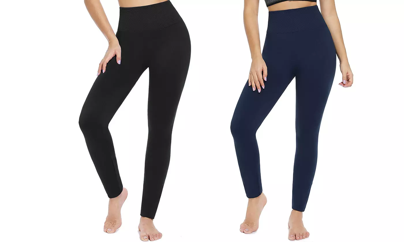 Women's Fleece Lined Leggings High Waisted Thermal Leggings Tummy Control - Primary Image