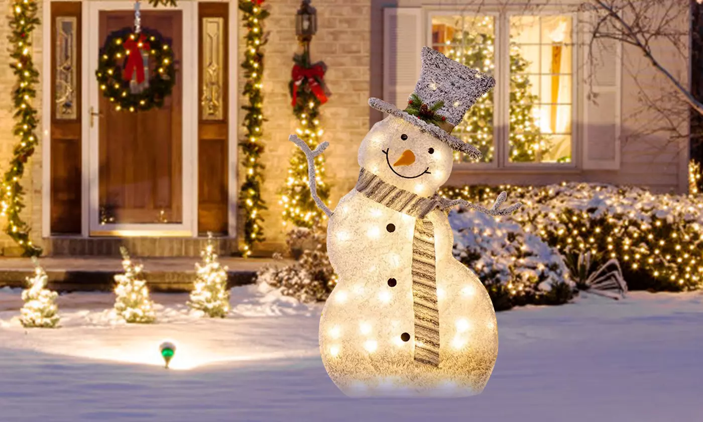 Christmas LED Lights: Snowman Family & Reindeer Holiday Decorations