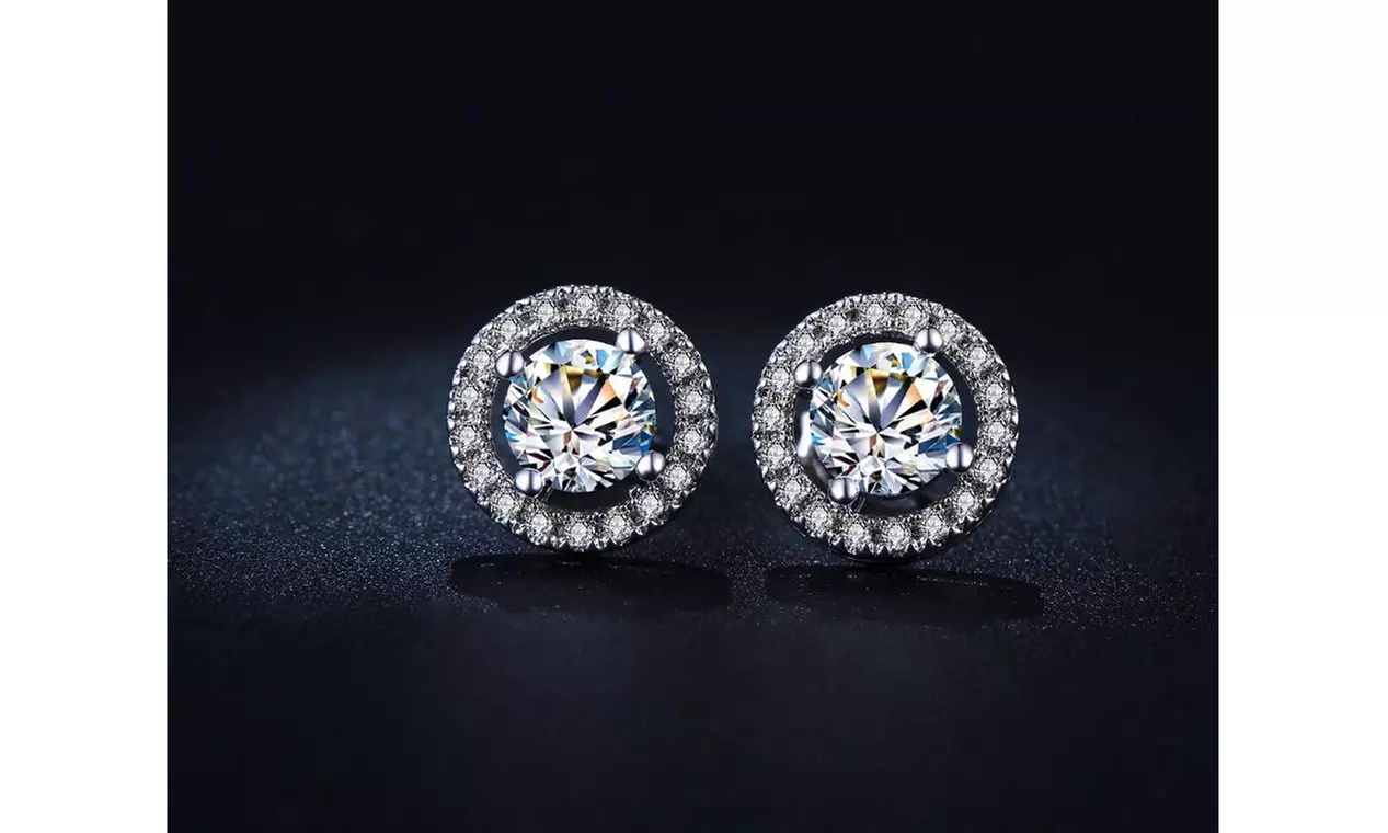 Round Luxury Swiss Crystals Stud Earrings