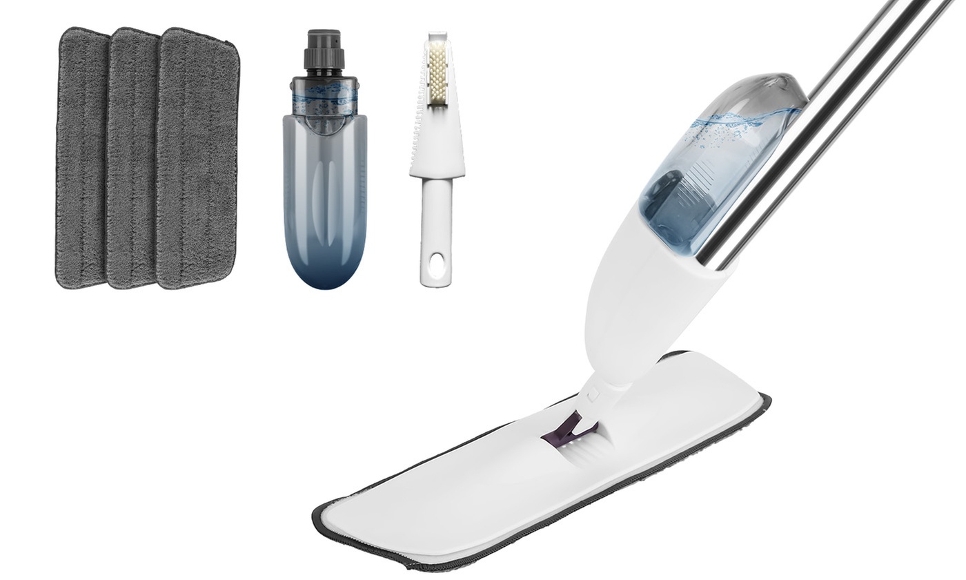  NewHome Spray Mop with 12oz Refillable Bottle and Three Washable Pads 