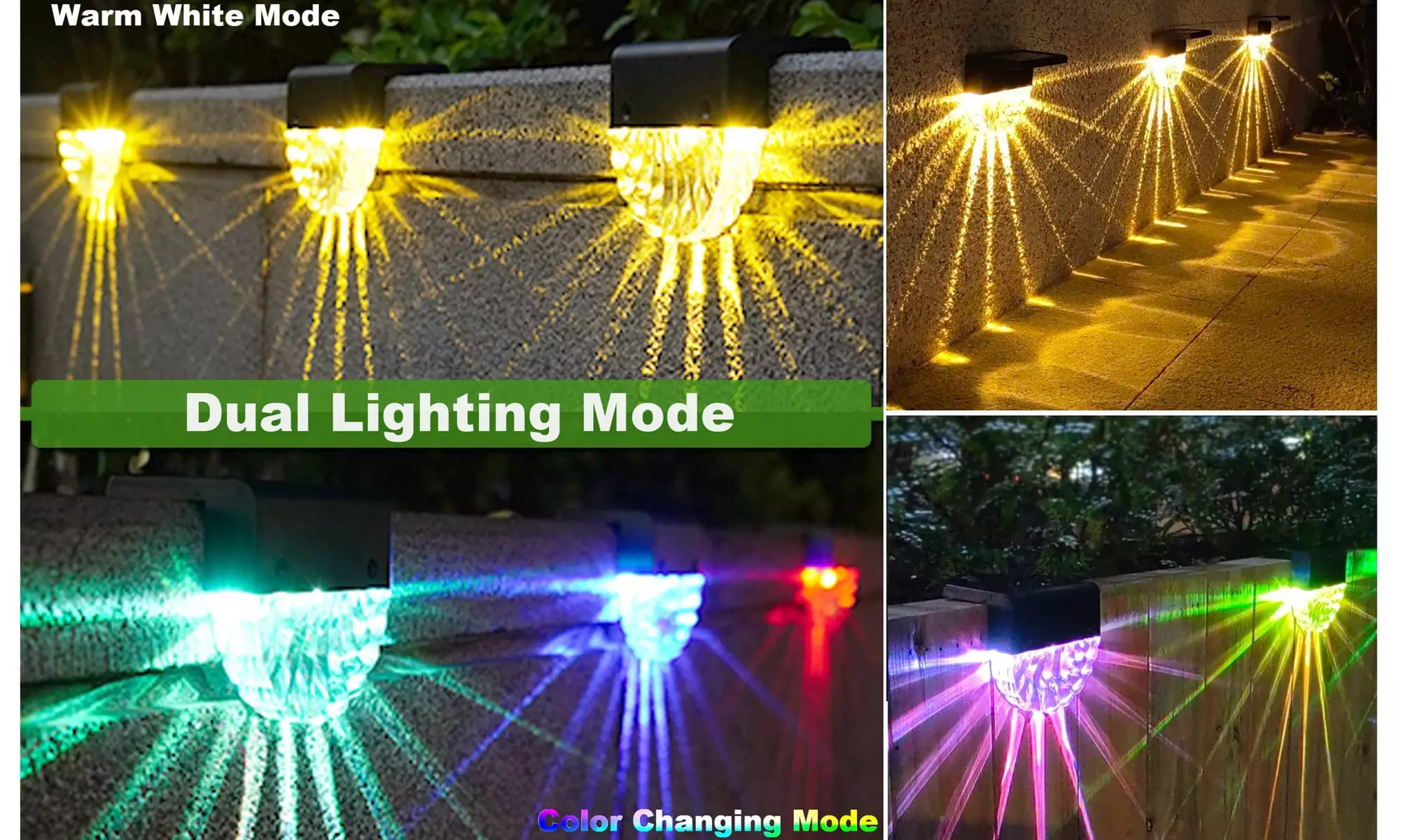 Solar Deck Lights Outdoor Step Fence LED Lights Waterproof for Yard(4-, 8-Pack)