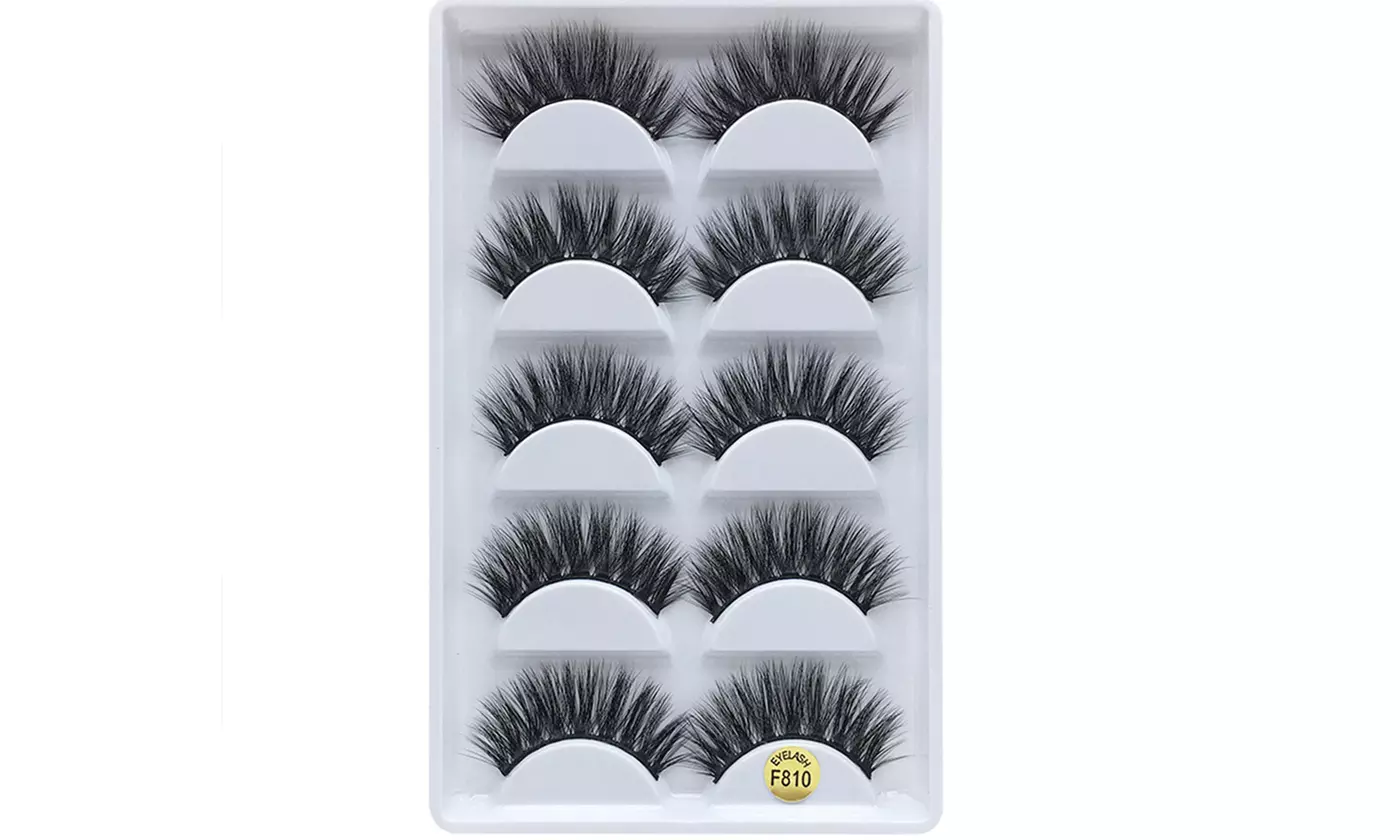Pack of 5 Pairs 3D Mink Fur False Eyelashes Full Strips Thick Cross Long Lashes