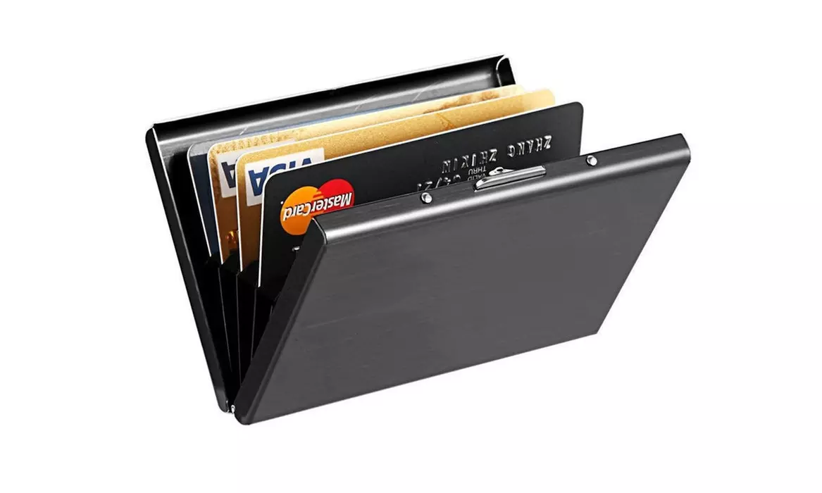 Credit Card Slim Money Travel Wallet Men Stainless Steel RFID Blocking - Second Medium