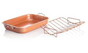 Copper Roaster Pan with Removable Rack