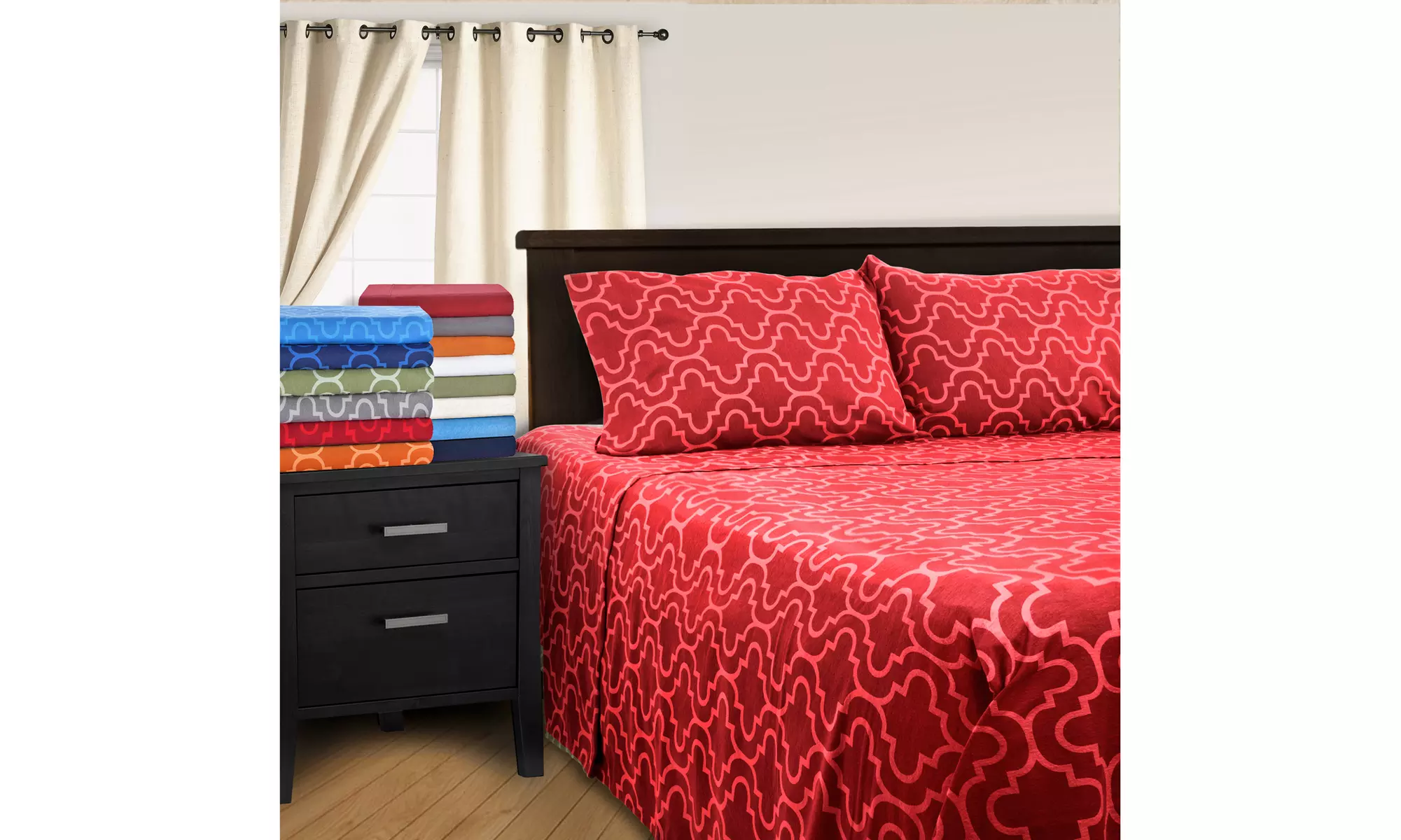 Superior 2 Piece Cotton Flannel Trellis Moisture Wicking Pillowcases Set - Primary Image