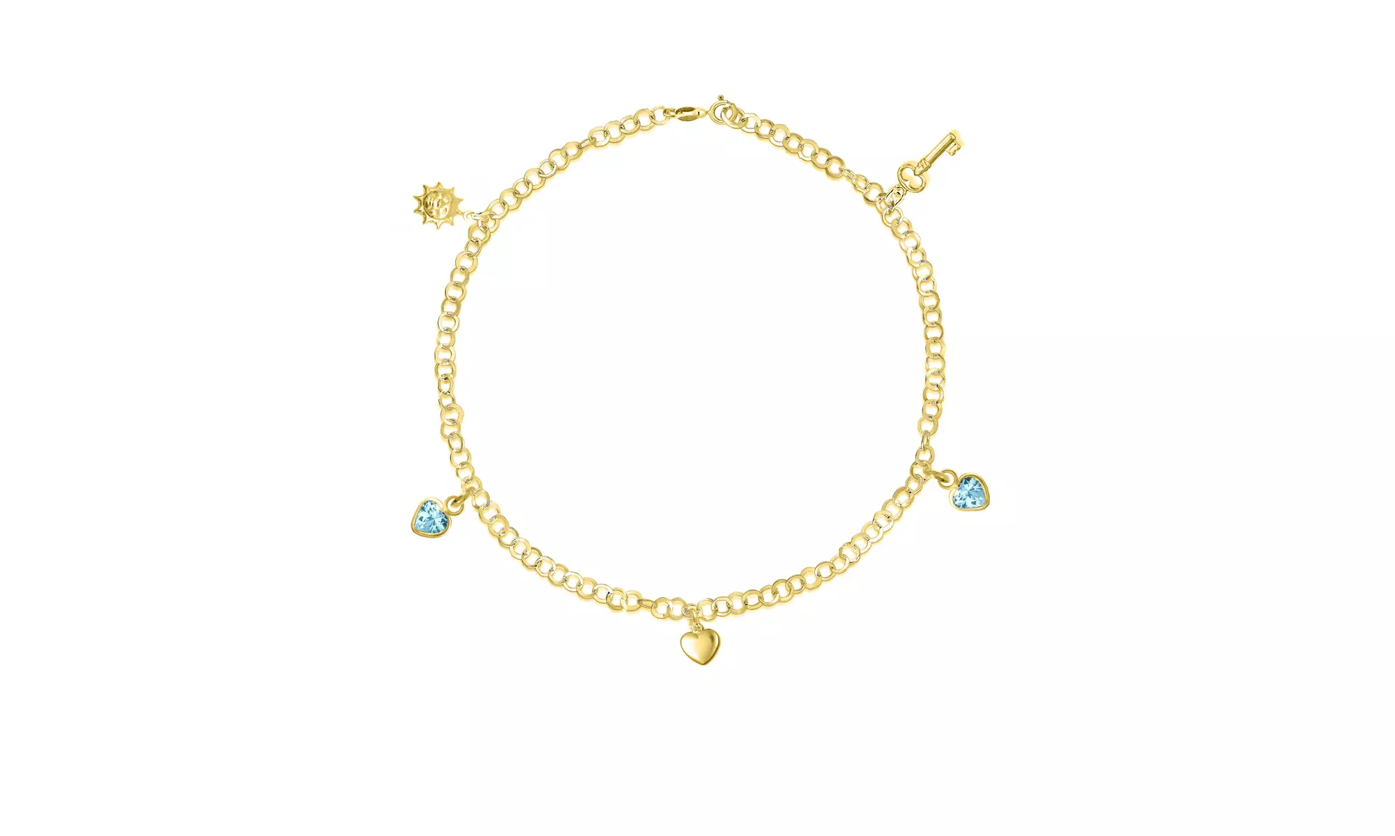 Sterling Silver Crystal Heart Charm Anklets Made With Crystals From Swarovski - Primary Image